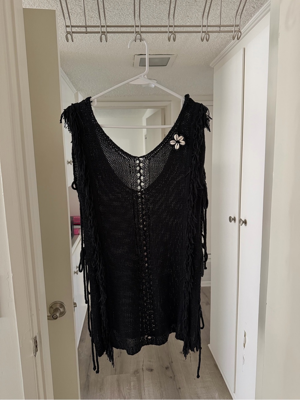 Black Crochet Fringe Cover Up for beach